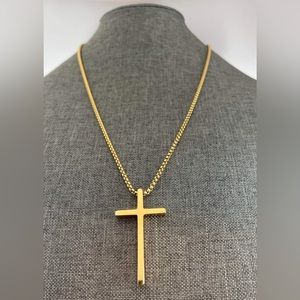 Gold Stainless Steel Cross Necklace • Cross Necklace • Gold Necklace  24 inches